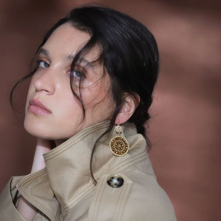 Boucles d'oreilles femme pendantes sàntibé mini solène blanc blanc doré mini sol-blan-bo-2 – boucles d'oreilles bohème chic