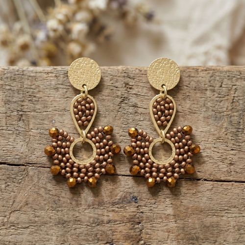 Boucles d'oreilles femme pendantes SÀNTIBÉ Ophélia Champagne OPHELIA-CHAM-BO
