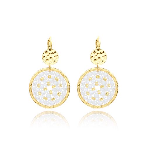 Boucles d'oreilles femme pendantes SÀNTIVÉ Paradis blanc doré PARADIS-BLAN-BO-2