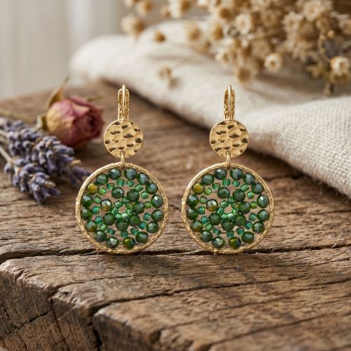 Boucles d'oreilles femme pendantes SÀNTIVÉ vert Oasis PARADIS-OASI-BO