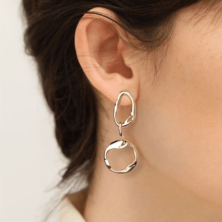 Boucles d'oreilles femme pendantes LES GEORGETTES Café Crème dorée 1849-500-0TU