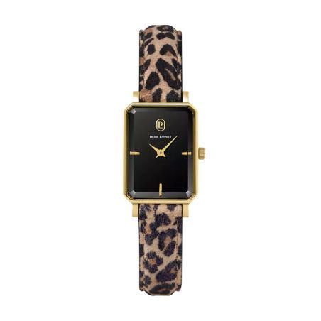Montre femme pierre lannier ariane doré cadran noir bracelet cuir léopard 12 m 006l539 – montres dorées