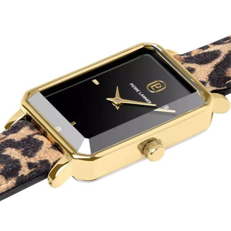 Montre femme pierre lannier ariane doré cadran noir bracelet cuir léopard 12 m 006l539 – montres dorées