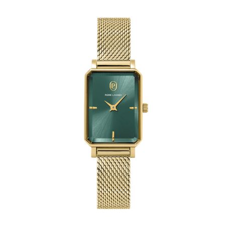 Montre femme pierre lannier ariane doré cadran vert bracelet acier milanais doré 12 mm 006l572 – montres dorées