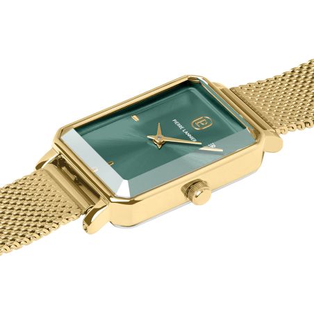 Montre femme pierre lannier ariane doré cadran vert bracelet acier milanais doré 12 mm 006l572 – montres dorées