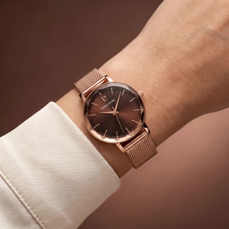 Montre Femme PIERRE LANNIER MULTIPLES Doré-rose Cadran Chocolat Bracelet Acier milanais Doré-rose 14 MM 010P988