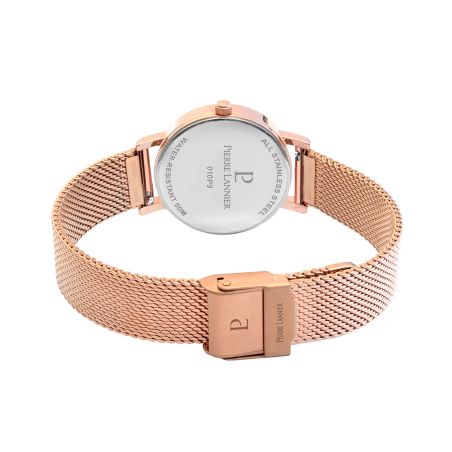 Montre femme pierre lannier multiples doré-rose cadran chocolat bracelet acier milanais doré-rose 14 mm 010p988 – montres françaises