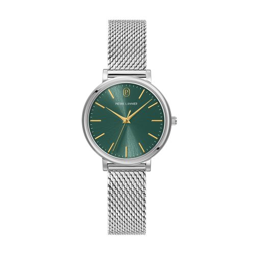 Montre Femme PIERRE LANNIER ESSENTIAL Argenté Cadran Vert Bracelet Acier milanais Argenté 14 MM 086L671
