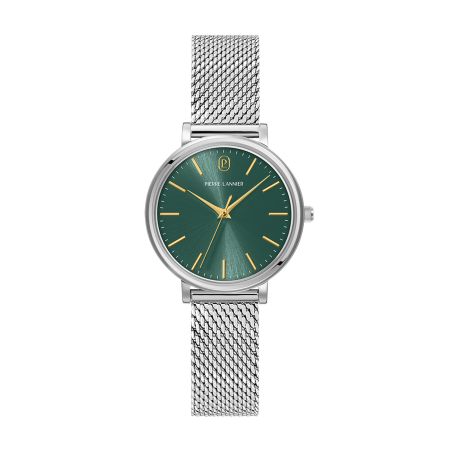 Montre femme pierre lannier essential argenté cadran vert bracelet acier milanais argenté 14 mm 086l671 – montre femme chic et tendance
