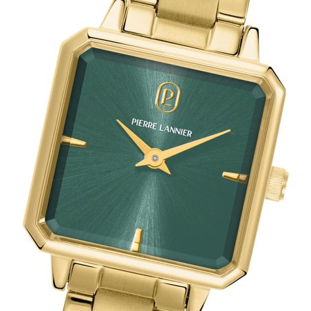 Montre femme pierre lannier leonor doré cadran vert bracelet acier doré 12 mm 073j572 – montre femme chic et tendance