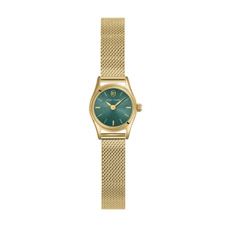 Montre quartz femme pierre lannier pya doré cadran vert bracelet acier milanais doré 10 m 091m572 – montre femme chic et tendance