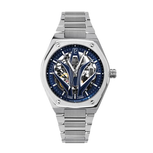 Montre Homme Automatique PIERRE LANNIER ARDENT Argenté Cadran Bleu 324D161