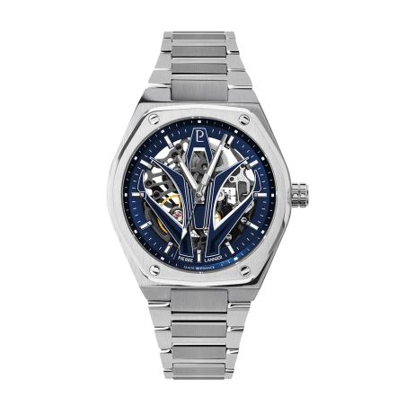 Montre homme automatique pierre lannier ardent argenté cadran bleu 324d161 – montres squelettes