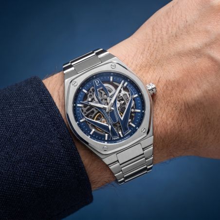 Montre Homme Automatique PIERRE LANNIER ARDENT Argenté Cadran Bleu 324D161