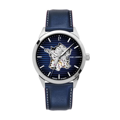 Montre Homme Automatique PIERRE LANNIER MONARCK Argenté Cadran Bleu 316F166