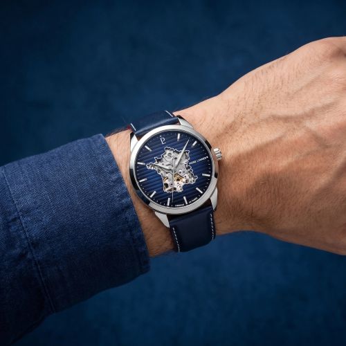 Montre Homme Automatique PIERRE LANNIER MONARCK Argenté Cadran Bleu 316F166