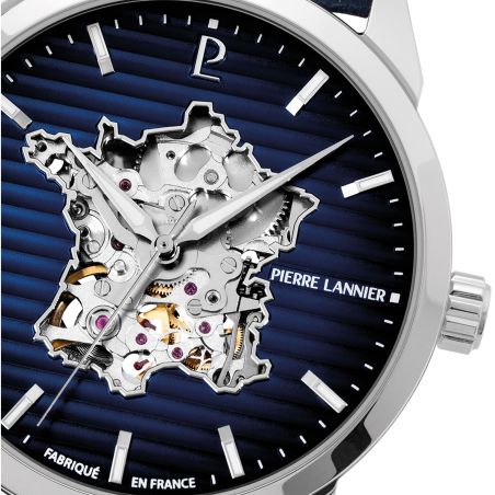 Montre homme automatique pierre lannier monarck argenté cadran bleu 316f166 – montres françaises
