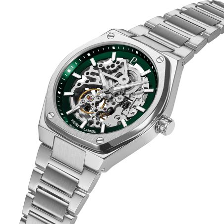 Montre homme automatique pierre lannier copilote argenté cadran vert 308g171 – montres squelettes