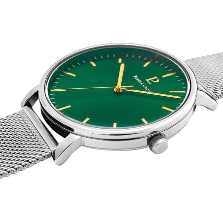 Montre homme pierre lannier essential argenté cadran vert bracelet acier milanais argenté 20 mm 217g171 – montres françaises