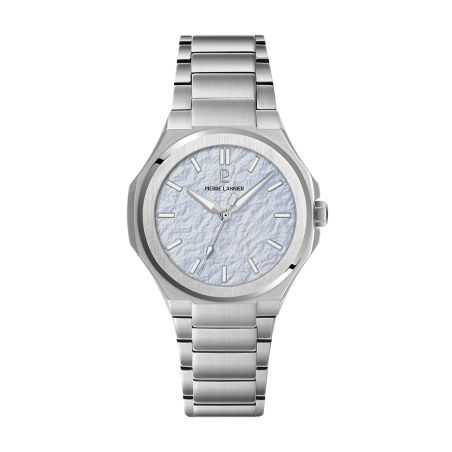 Montre homme pierre lannier graphite argenté cadran bleu glacier bracelet acier argenté 24 mm 203g161 – montres françaises
