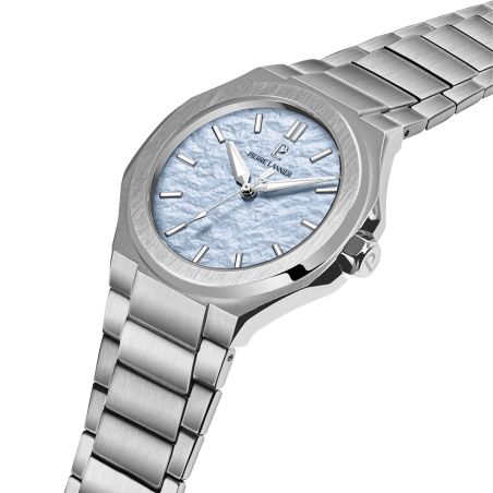 Montre homme pierre lannier graphite argenté cadran bleu glacier bracelet acier argenté 24 mm 203g161 – montres françaises