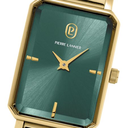 Coffret femme pierre lannier ariane doré cadran vert bracelet cuir vert 12 m 172f572 – montres françaises