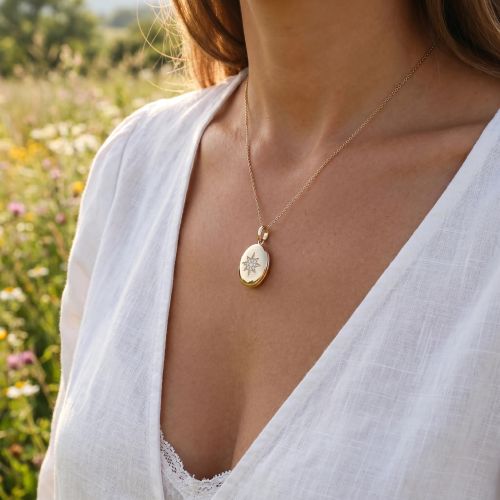 Pendentif Porte-photo Femme EDORA Echo Plaqué Or et Oxydes EDO2779610