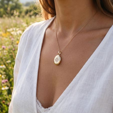 Pendentif Porte-photo Femme EDORA Echo Plaqué Or et Oxydes EDO2779610