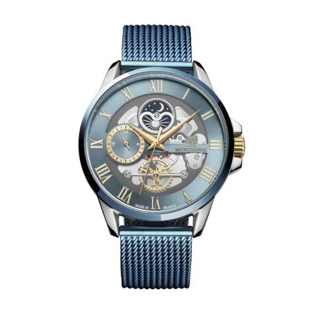 Montre homme montignac origine acier bleu mow1005 – montres squelettes