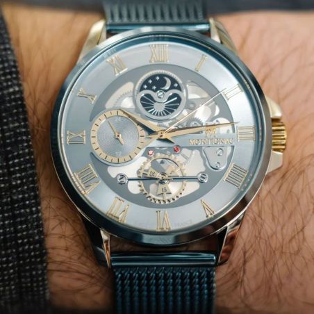 montre homme automatique MONTIGNAC origine acier bleu MOW1005