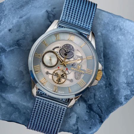Montre homme montignac origine acier bleu mow1005 – montres squelettes
