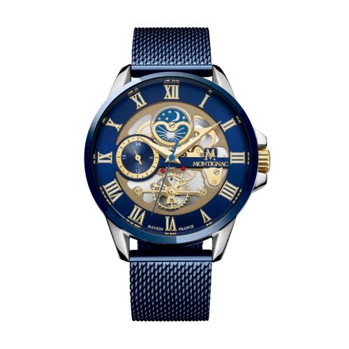 montre homme automatique MONTIGNAC Origine acier bleu MOW611