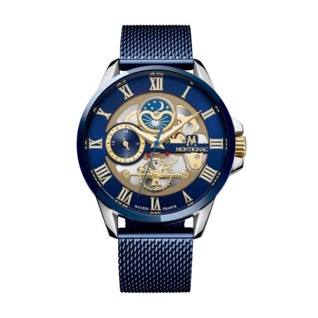 Montre homme montignac origine acier bleu mow611 – montres squelettes