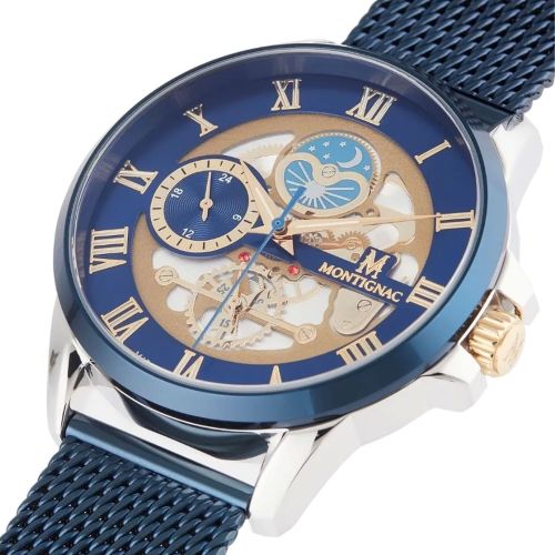 montre homme automatique MONTIGNAC Origine acier bleu MOW611