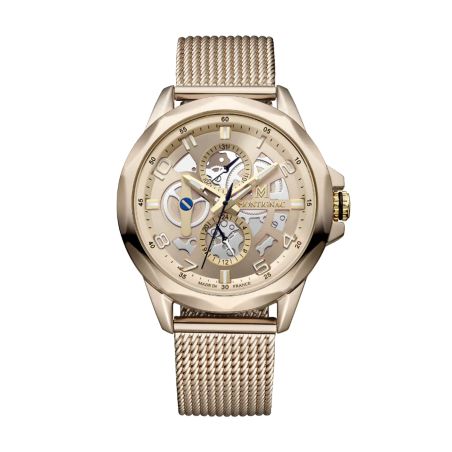 Montre homme montignac origine acier doré mow1304 – montres squelettes