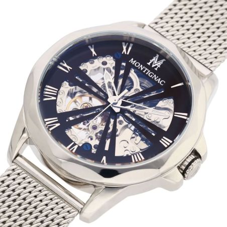 Montre homme automatique montignac origine acier gris mow1004 – montres squelettes