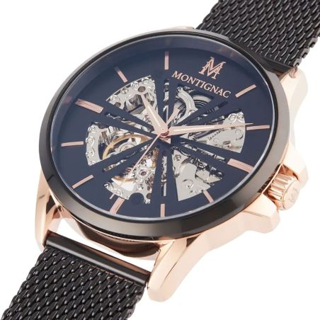 Montre homme automatique montignac origine acier noir mope19a08 – montres squelettes