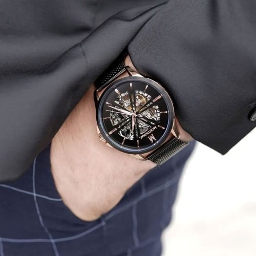 montre homme automatique MONTIGNAC origine acier noir MOPE19A08