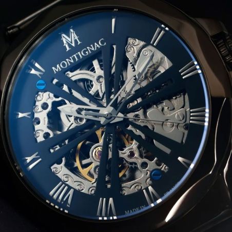 Montre homme automatique montignac origine acier noir mow1005 – montres squelettes