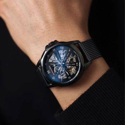 montre homme automatique MONTIGNAC origine acier noir MOW1005