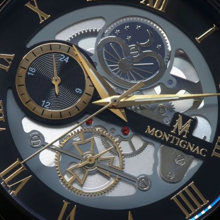 Montre homme montignac origine acier noir mow158 – montres squelettes
