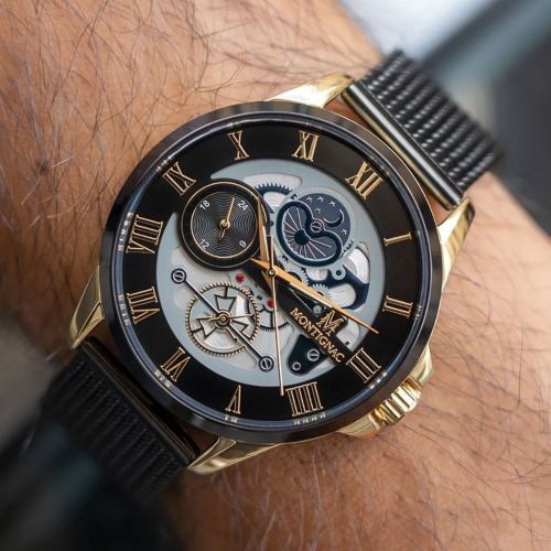 montre homme automatique MONTIGNAC origine acier noir MOW158