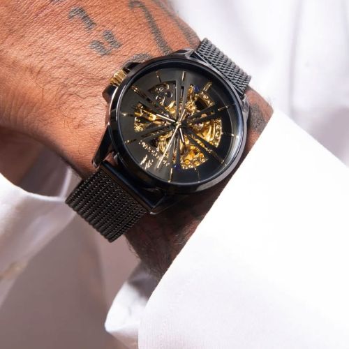 montre homme automatique MONTIGNAC origine acier noir MOW403