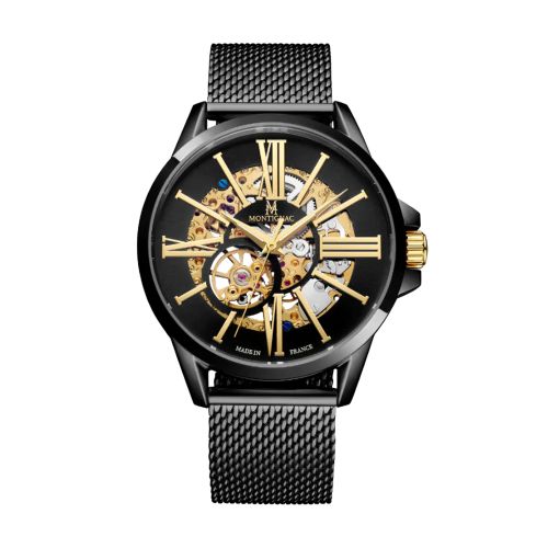 montre homme automatique MONTIGNAC origine acier noir MOW405