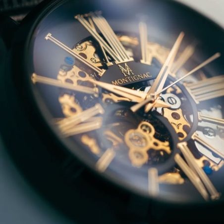 Montre homme automatique montignac origine acier noir mow405 – montres squelettes