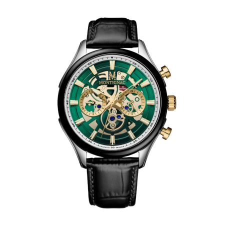 Montre homme montignac origine cuir noir mow607 – montres squelettes
