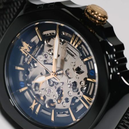 Montre homme automatique montignac sentinel acier noir mow1110 – montres squelettes