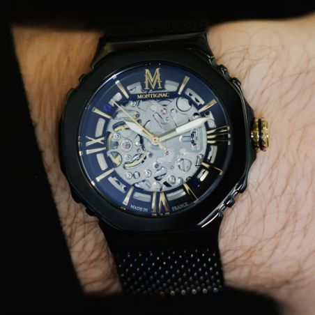 Montre homme automatique montignac sentinel acier noir mow1110 – montres squelettes