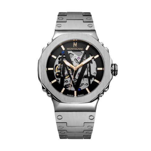 montre homme automatique MONTIGNAC sentinel acier gris MOW1107
