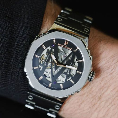 montre homme automatique MONTIGNAC sentinel acier gris MOW1107